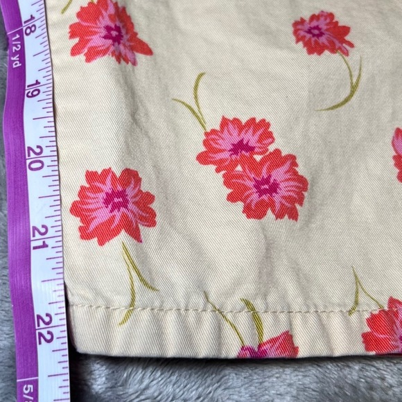 Liz Claiborne Floral Print Pants Womens 12 Cream with Pink Flowers Casual Boho - Picture 15 of 16